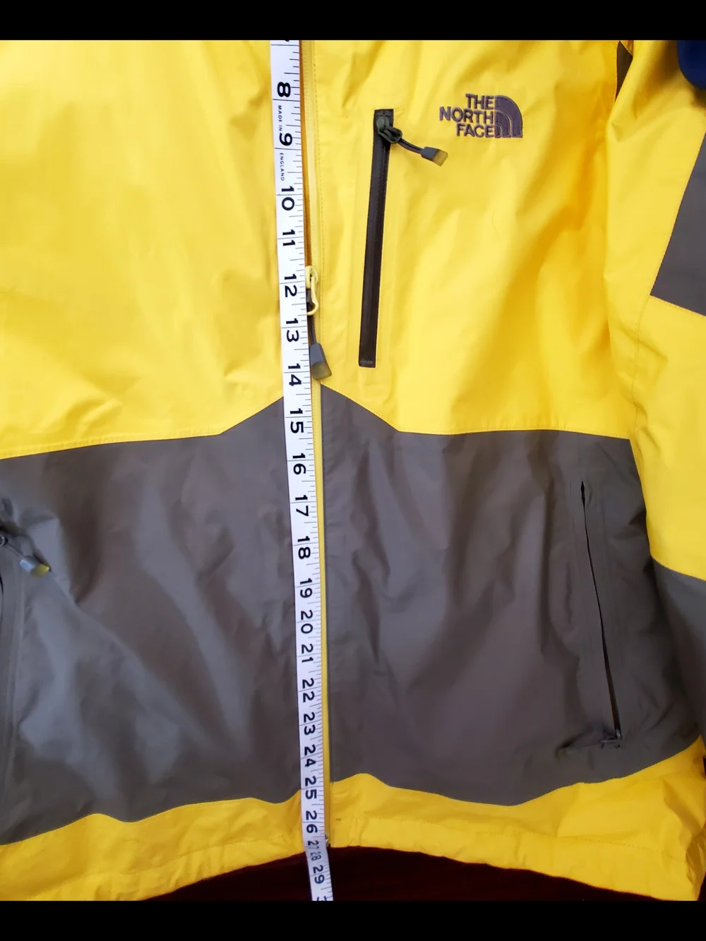 The North Face 95 HyVent 3D Hooded Zip Rain & Wind Jacket XL Yellow & Gray